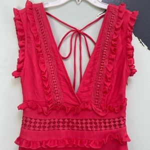 The Clothing Company Coral Pink Ruffle Mini Dress